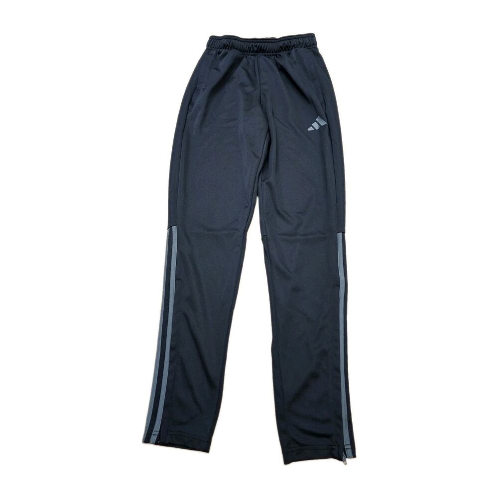 Adidas Men's Small Pants Black Grey Dry Zipper Hems Logo Aeroready Wick IR9735